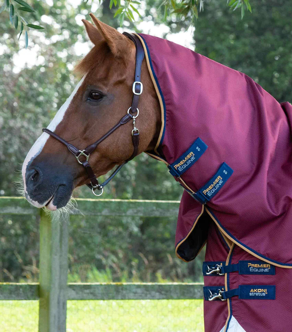 Premier Equine Akoni 0g Turnout Rug with Classic Neck Cover Burgundy