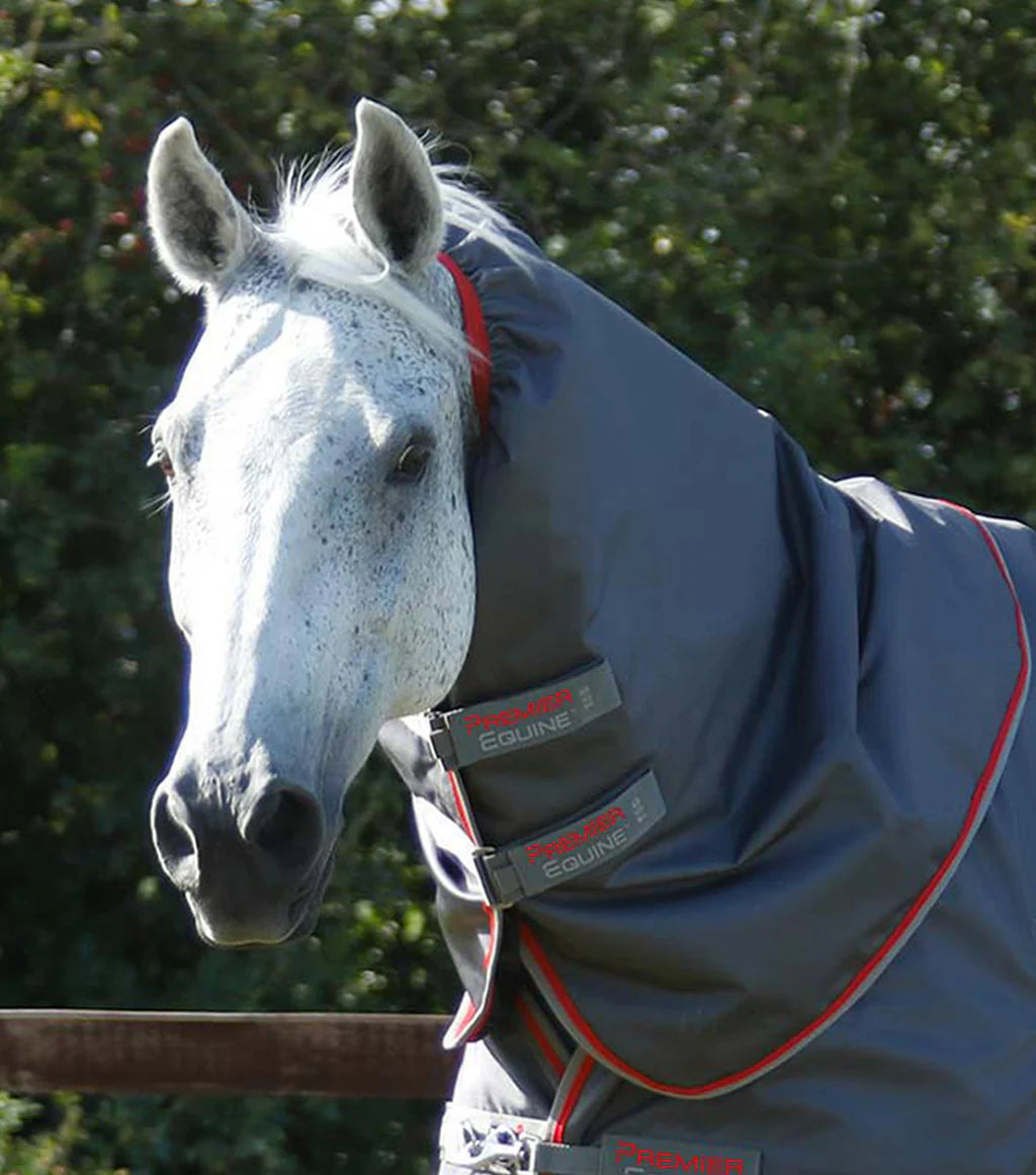 Premier Equine Buster 50g Turnout Rug with Snug-Fit Neck Cover Grey