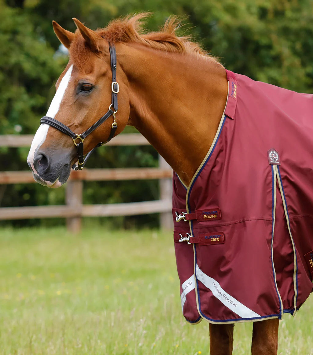 Premier Equine Buster Zero Turnout Rug with Classic Neck Cover Burgundy