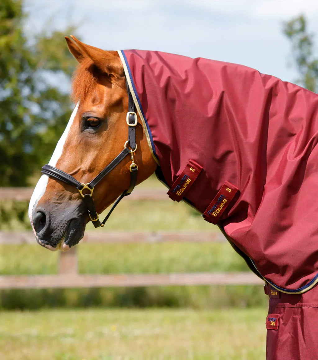 Premier Equine Buster Zero Turnout Rug with Classic Neck Cover Burgundy