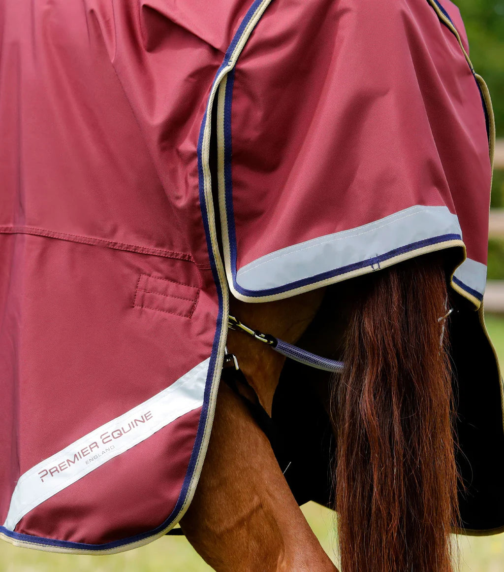 Premier Equine Buster Zero Turnout Rug with Classic Neck Cover Burgundy