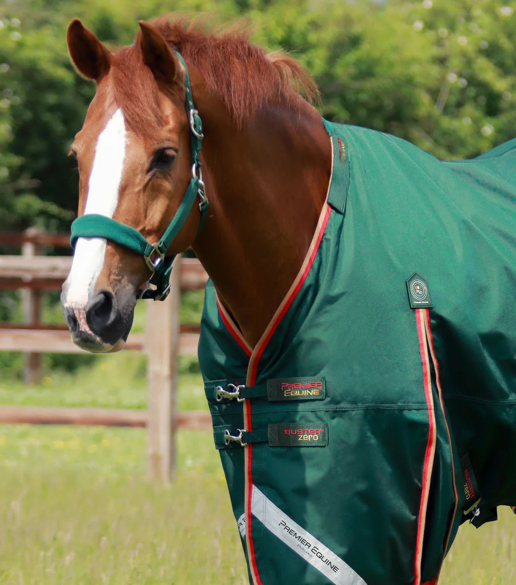 Premier Equine Buster Zero Turnout Rug with Classic Neck Cover Green