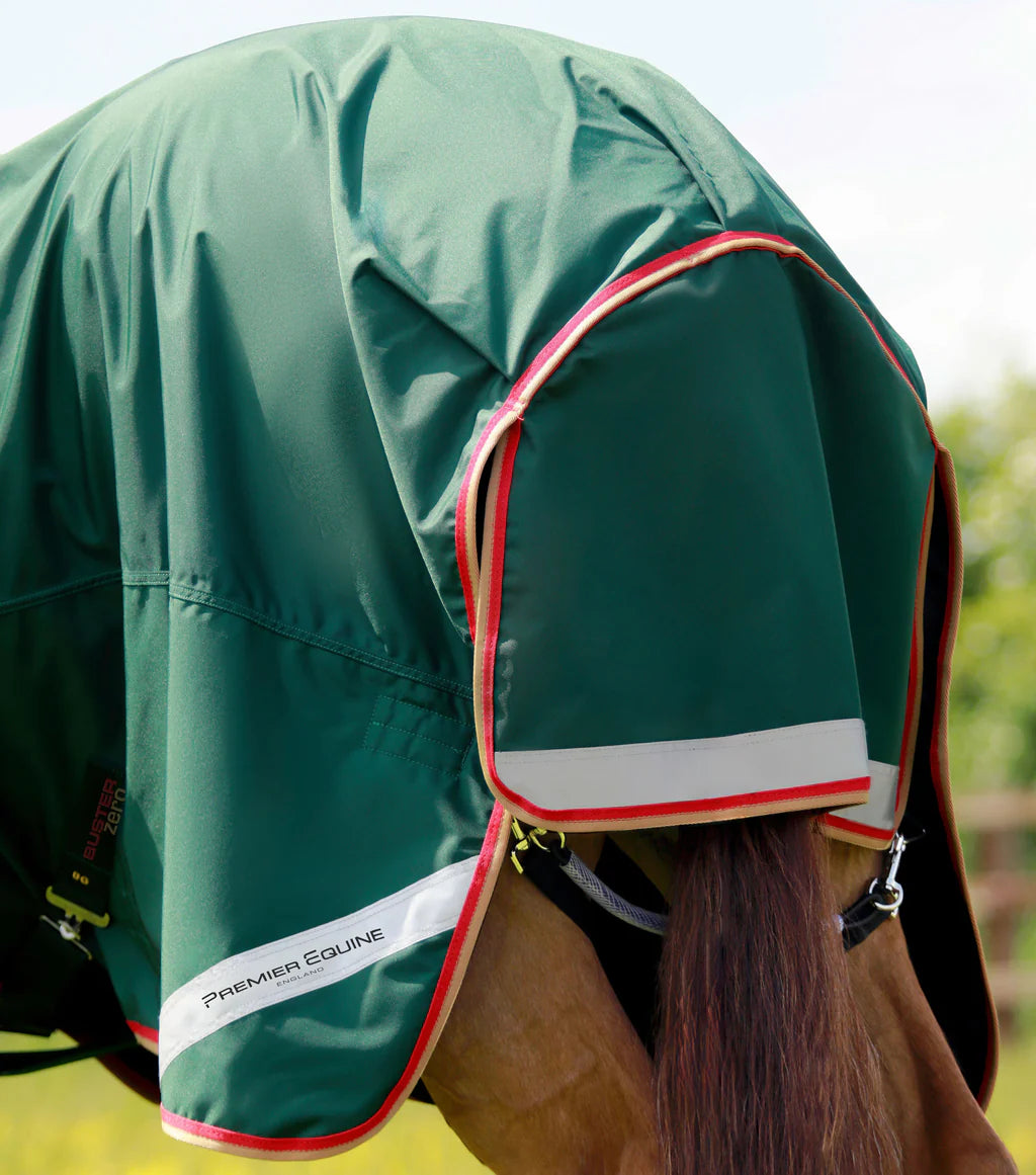 Premier Equine Buster Zero Turnout Rug with Classic Neck Cover Green