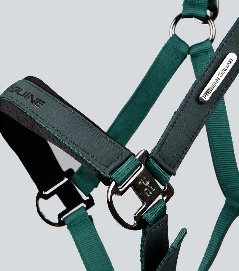 Premier Equine Duco Padded Head Collar With Lead Rope Green