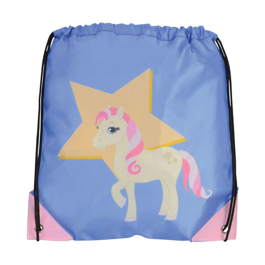 Little Rider Star Pony Blue Drawstring Bag