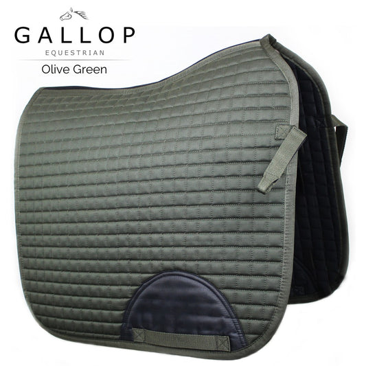 Gallop Prestige Dressage Quilted Saddle Pad - Olive Green