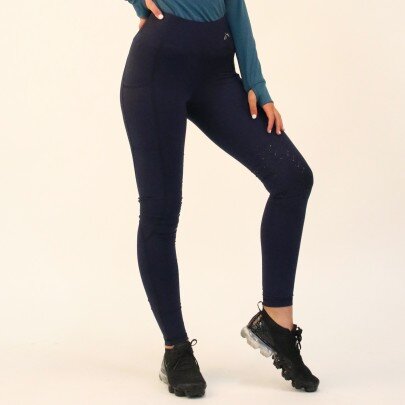 High Waist Silicone Knee Tights With Pockets